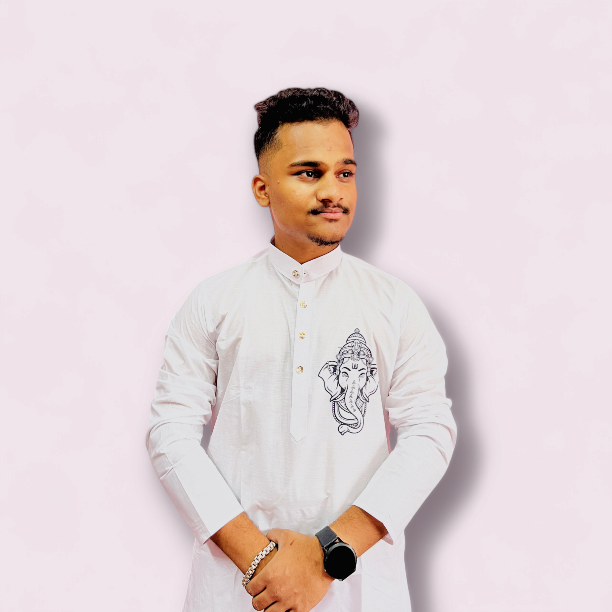 Ganapati White  Kurta Paijama Set 2