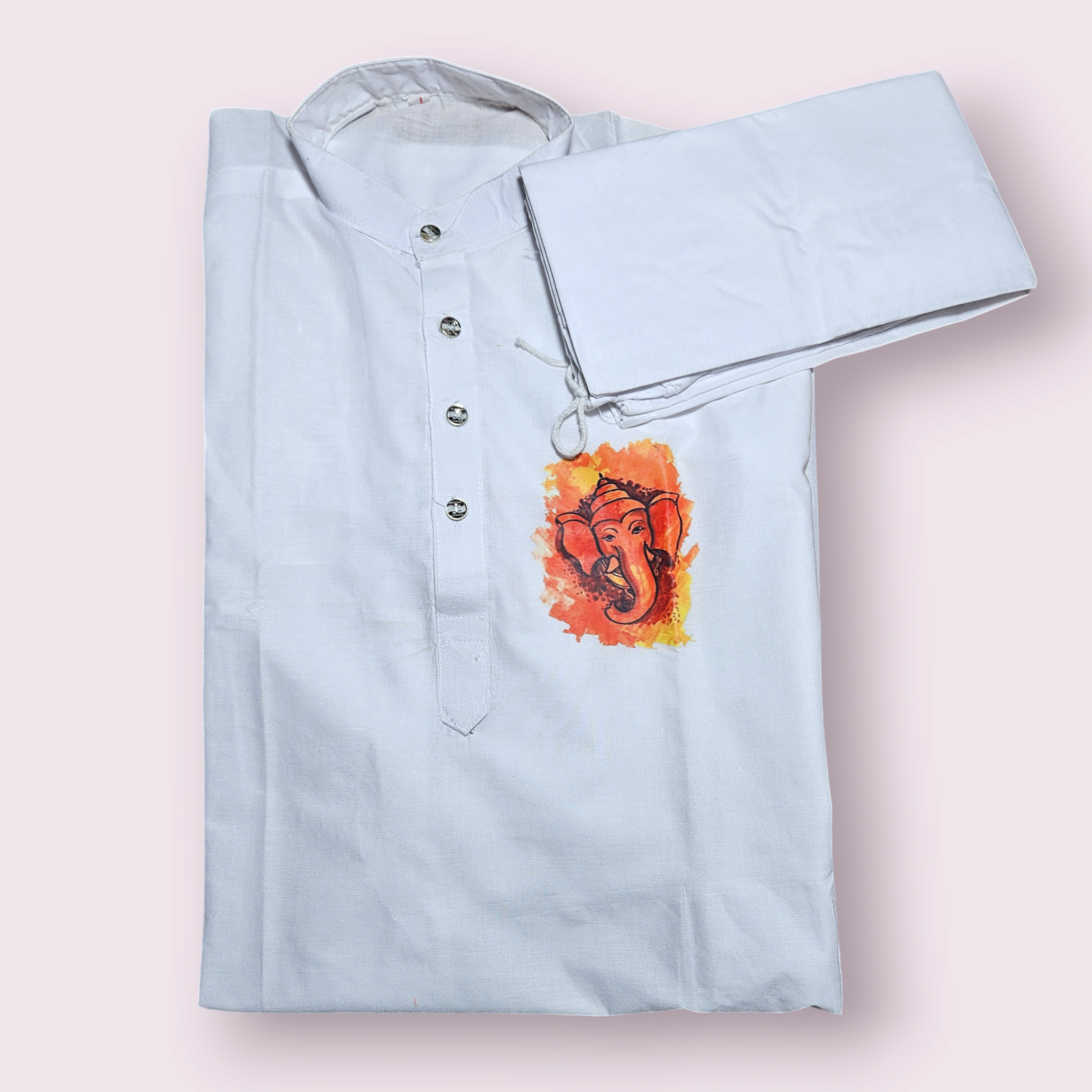 Ganapati White  Kurta Paijama Set 4