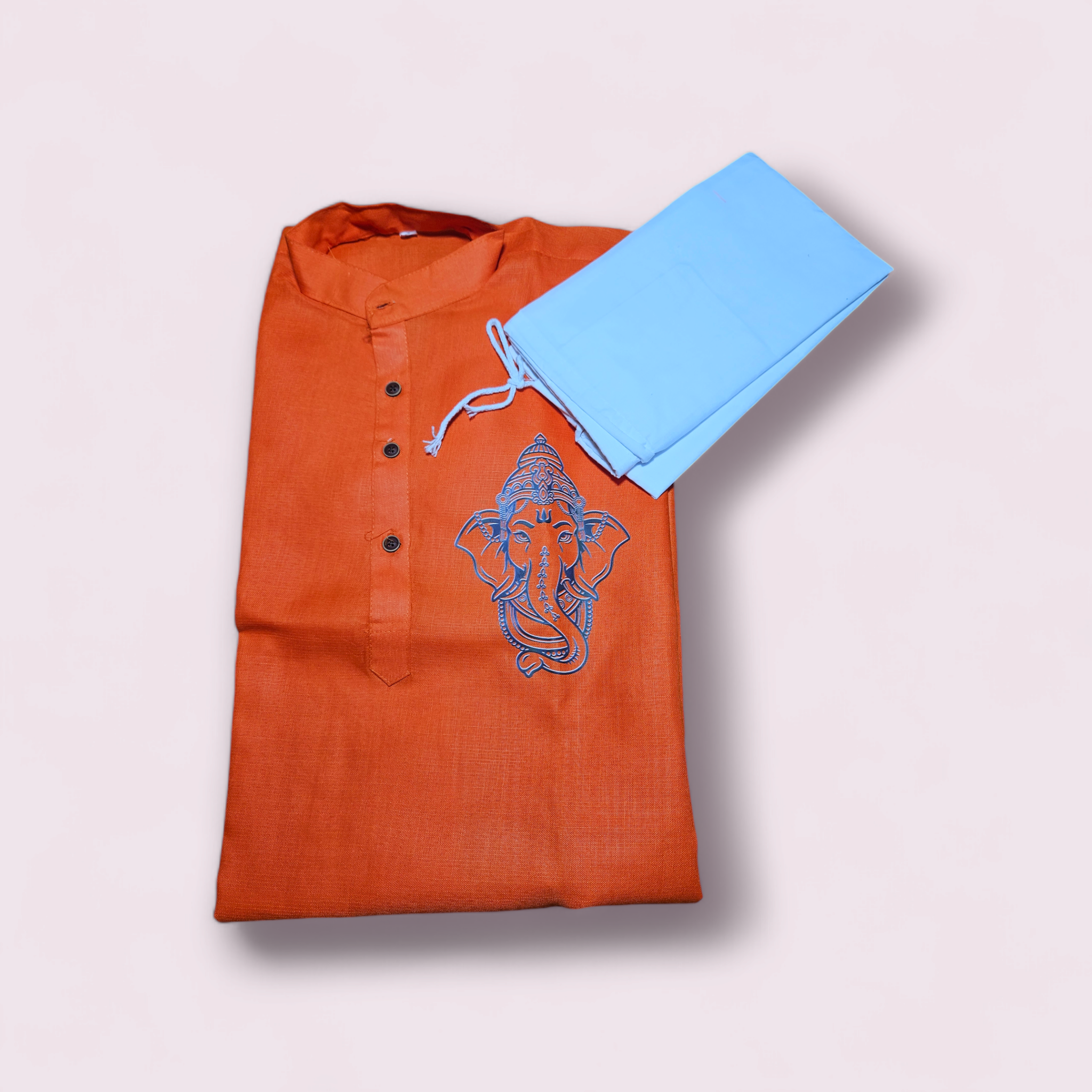 Ganapati Orange Kurtha Paijama Set