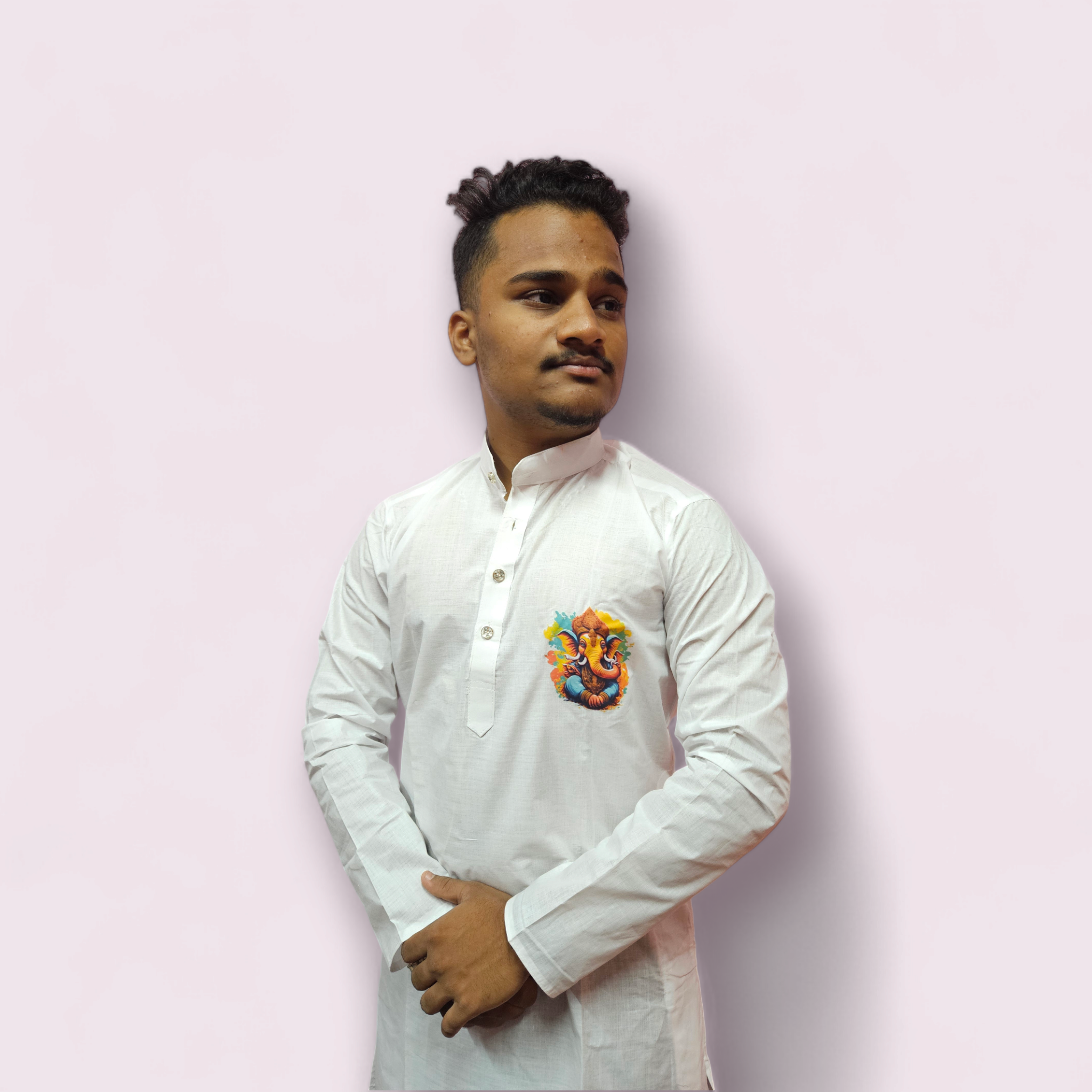 Ganapati White  Kurta Paijama Set 6